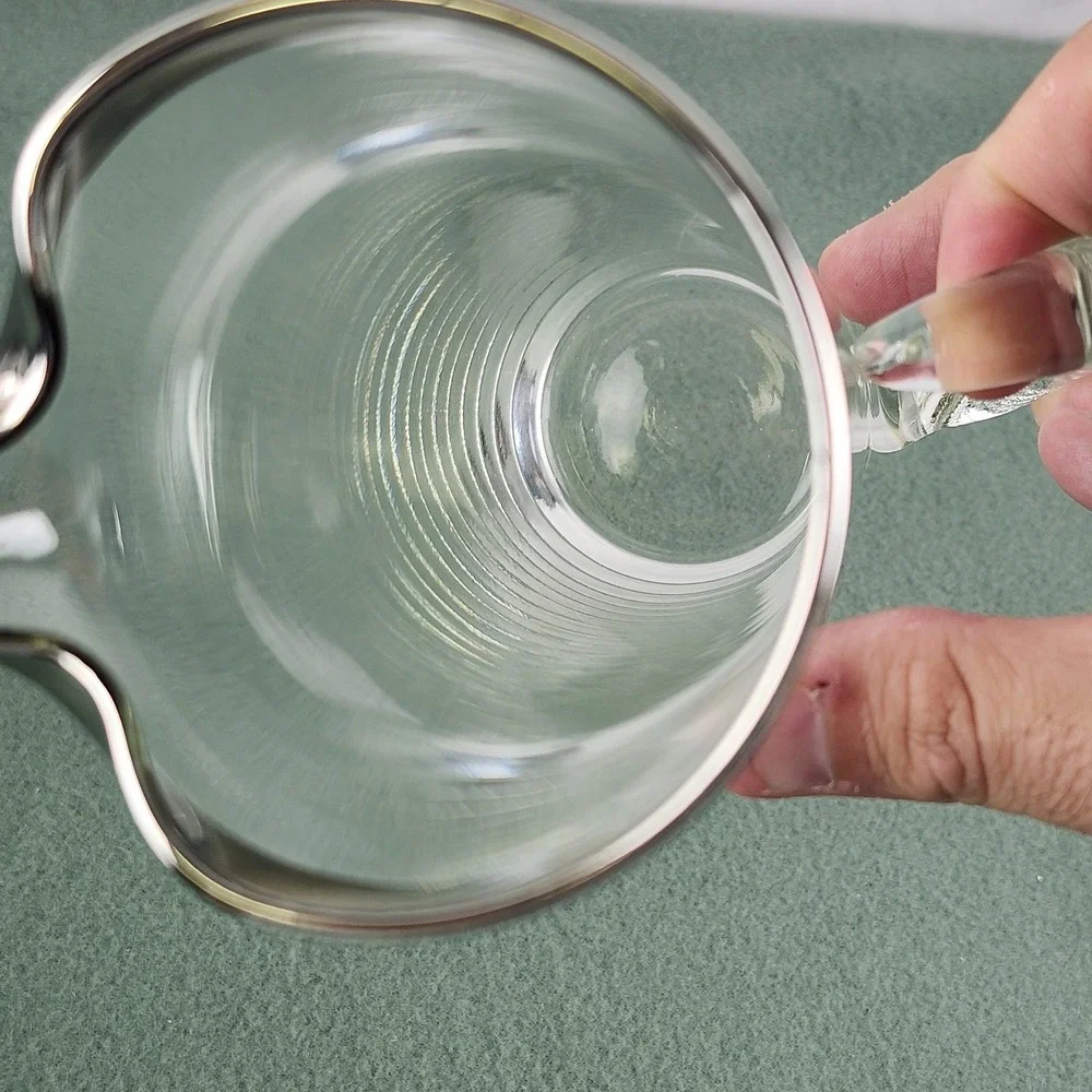 Dorothy Thorpe Style Silver Band Pitcher Blown Glass Pressed Glass Handle‎
